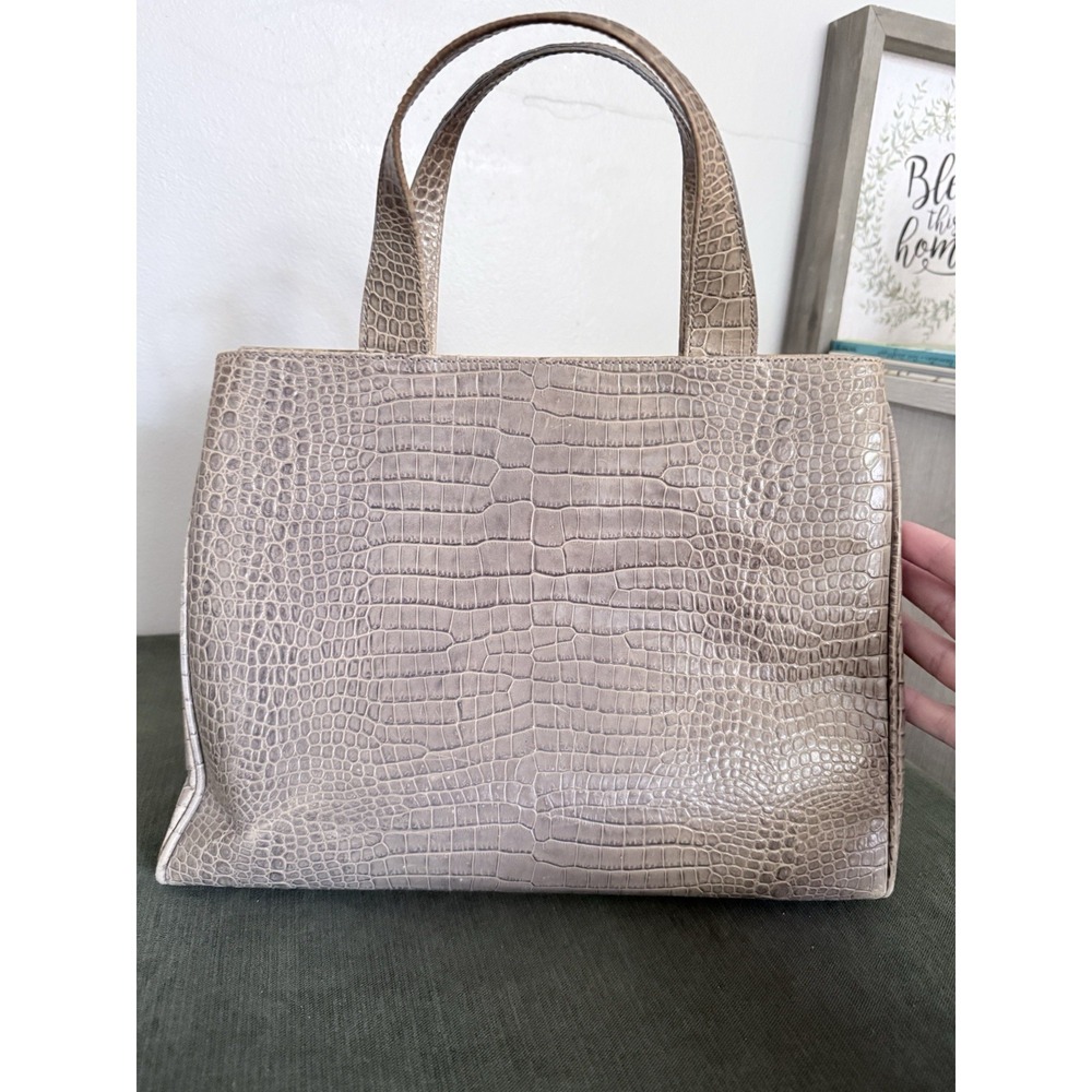 Saks Fifth Avenue Vintage Faux Croc Embossed Tote Bag Shoulder Purse Calf Skin